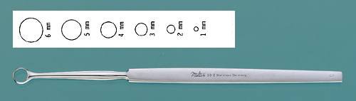 Curette Dermal Miltex® Fox 5-1/2 Inch Length Flat Textured Handle 2 mm Tip Semi-Sharp Loop Tip by Integra York PA, Inc. (Miltex)  ID 33-5A